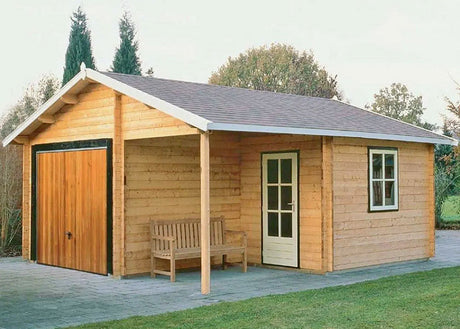 wooden log cabin garages