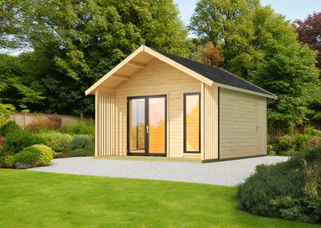 henley log cabin home office